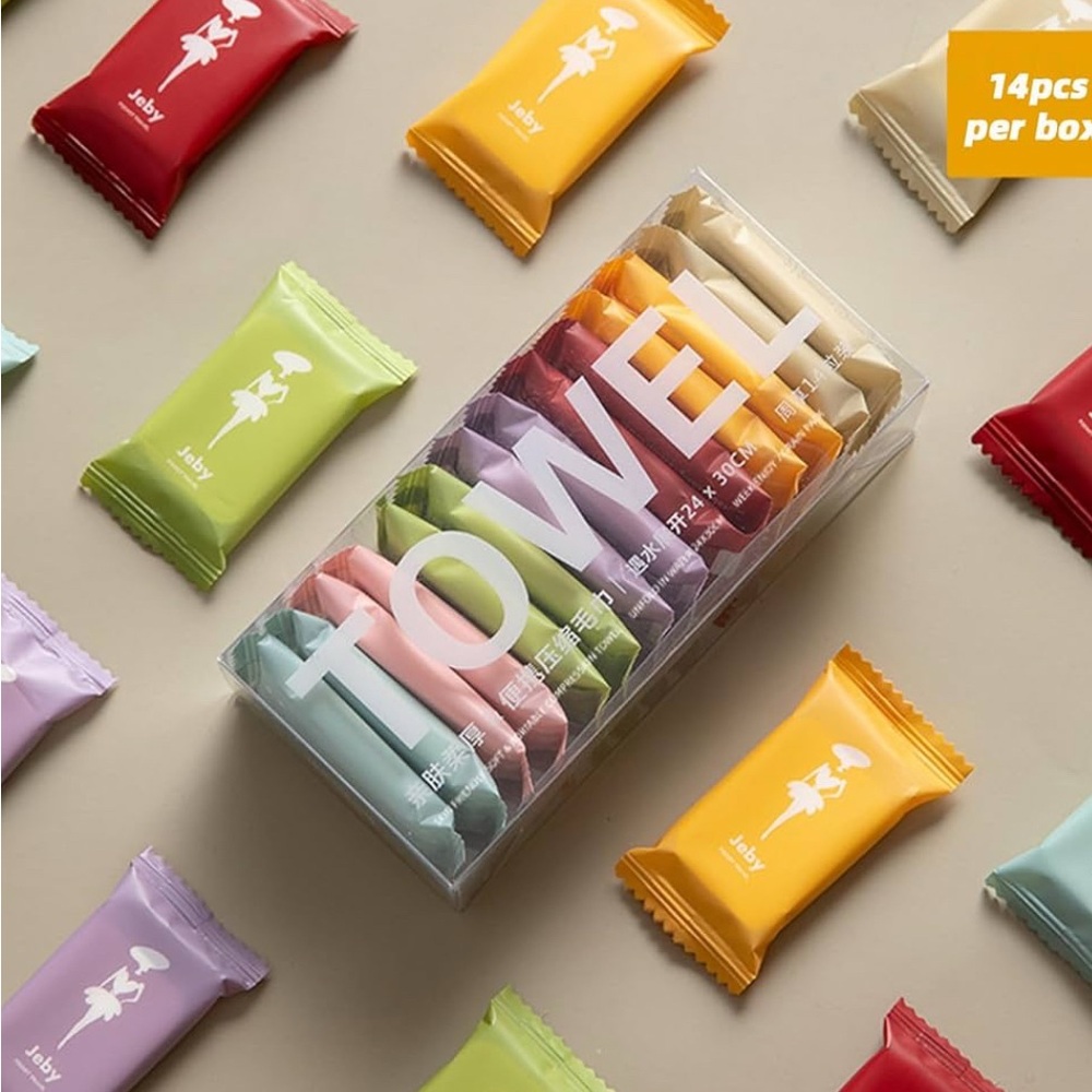 Compressed Face Towels Multicolor Box of 14 Multiples Available st Better Price